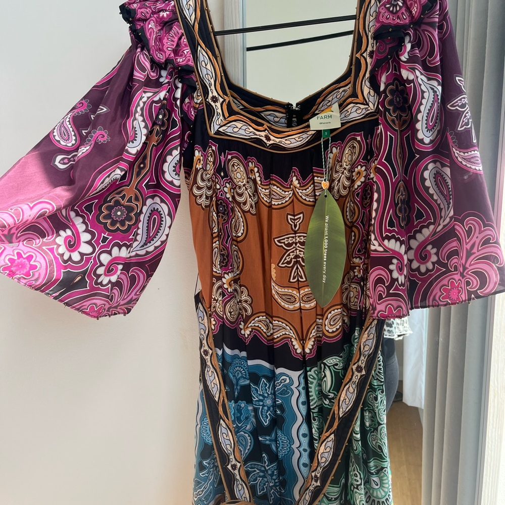 FARM RIO NWT Multicolor Paisley Print Women's Dress - Picture 3 of 5